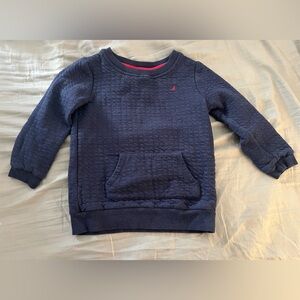 Nautica navy blue quilted crewneck sweatshirt with kangaroo pocket, Size 4T